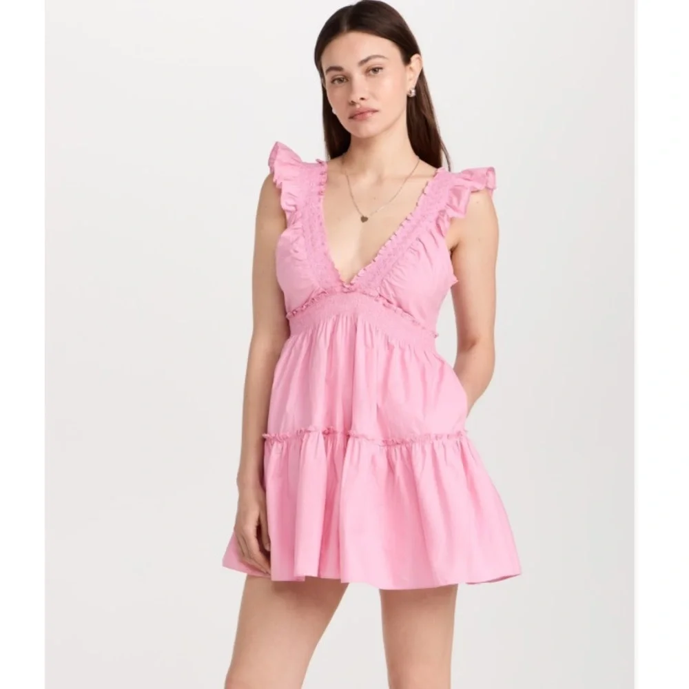 LoveShackFancy Poplar Mini Dress Melon Kiss Pink - Picture 4 of 7